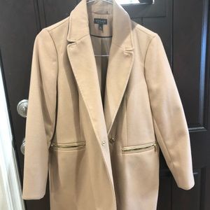 Topshop Camel Coat with Gold Detail